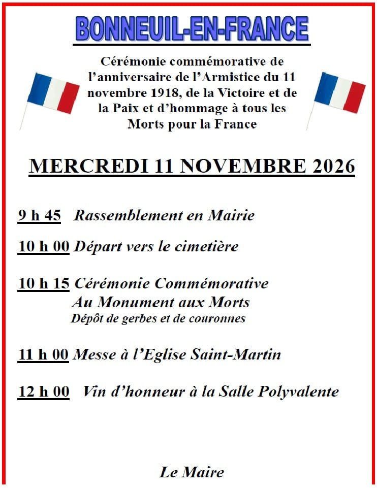 Cérémonie commémorative du 11 novembre